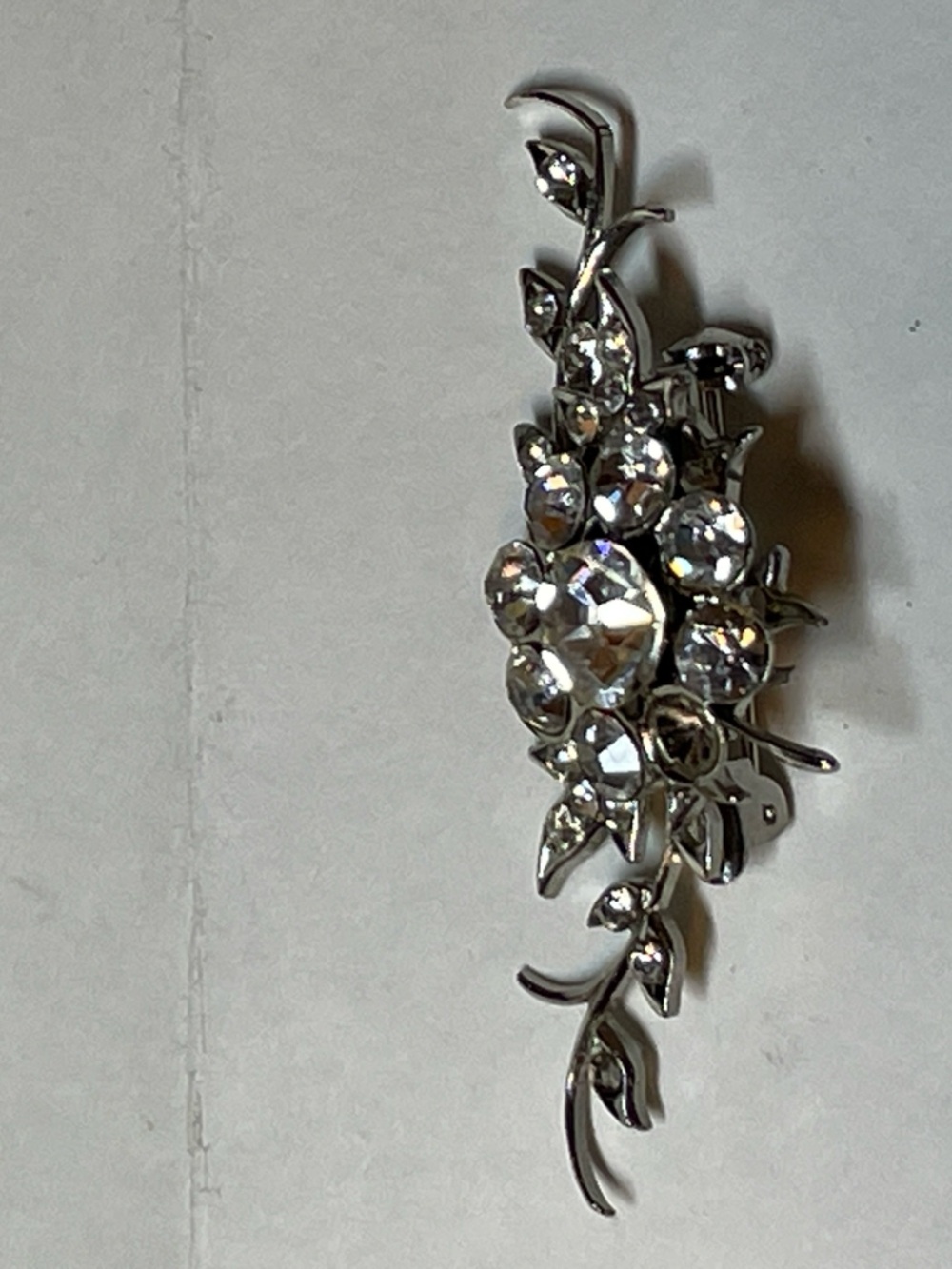 Clear Crystal Floral Silver-Tone Brooch - Women Jewelry